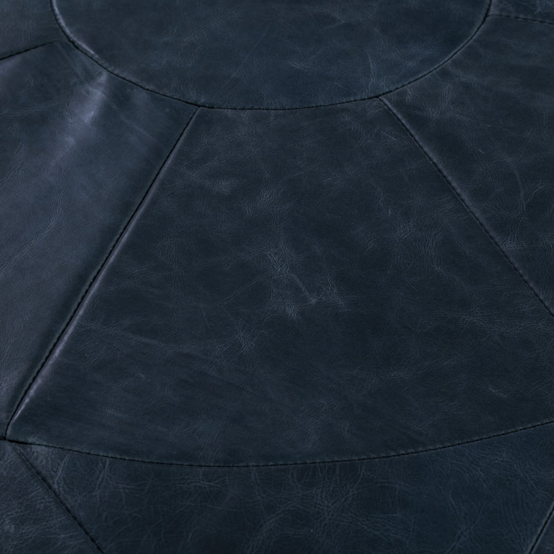 Repose-pieds en cuir italien Rowland, Bleu minuit