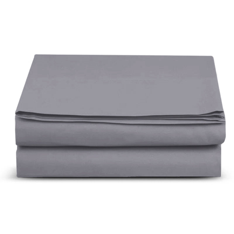 Deirdre 200 Thread Count Egyptian Certified Cotton Flat Sheet, Double (4'6), Grey