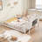 Full-Size Floor Bed With Bookcases And Blackboards, Versatile Platform Bed With Guard Rails-1492324805