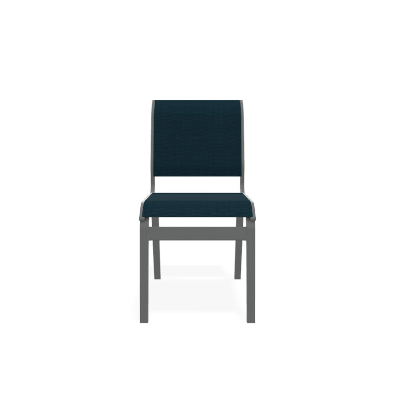 Chaise d'appoint de salle à manger Hiraku, Graphite texturé, Sunbrella® bleu sarcelle