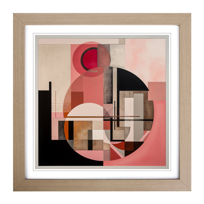 Rose Bauhaus No.2 - Single Picture Frame Print on Wood, Oak
