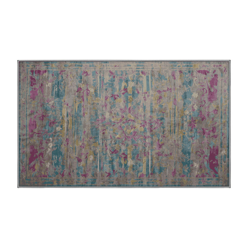 Tapis gris soyeux et moelleux, Rectangle 8 pi x 12 pi