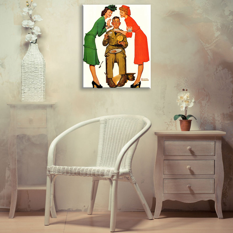 Toile tendue USO Volunteers par Norman Rockwell, H 24 po x l 17 po