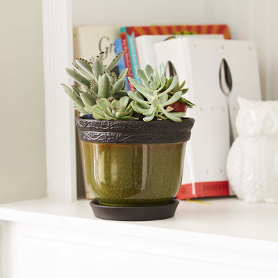 Pot à fleurs en céramique avec soucoupe Reserva