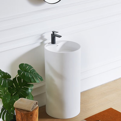 Lavabo de salle de bain rond à surface solide avec lavabo simple 35 po Pensen