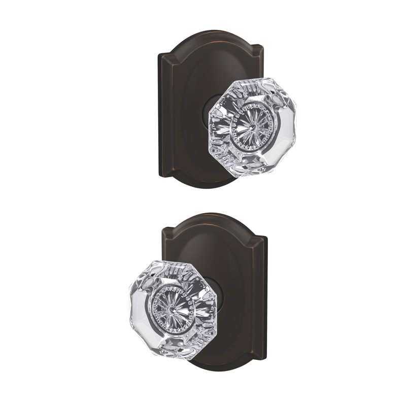 Alexandria Hall-Closet and Bed-Bath Glass Knob with Camelot Trim, Aged Bronze