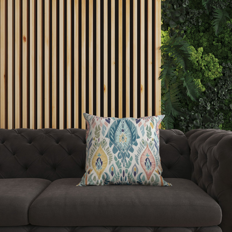 Vibrant Ikat Pattern Reversible Square Throw Pillow