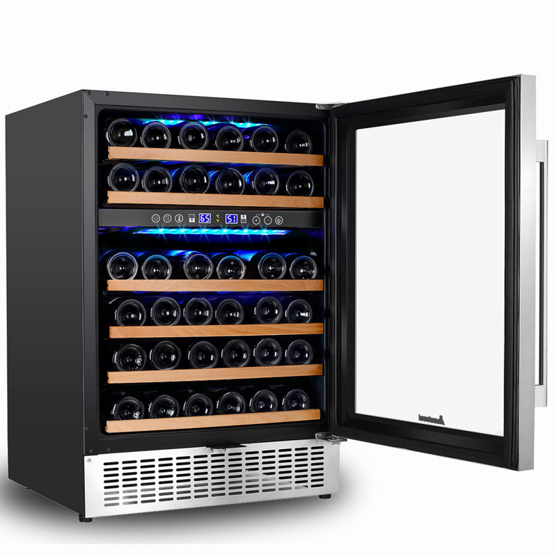 AOBOSI Dual Zone 23.43'' Built-In 46 Bottle Wine Refrigerator