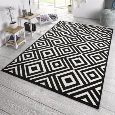 Velours Machine Woven Black/White Indoor Rug