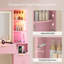 Coiffeuse cannelée avec miroir lumineux, station de recharge, lumières DEL synchronisées au son, meubles en bois, armoires vitrées luxueuses, 8 tiroirs, grande coiffeuse rose pour filles et femmes