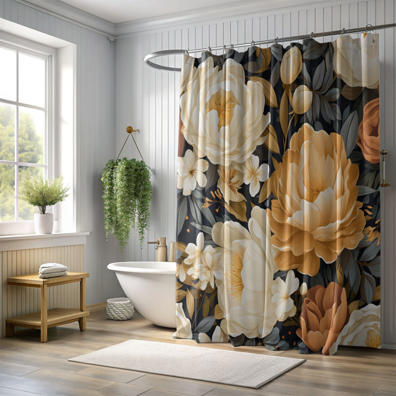 Peony Flowers - Rideau de douche Premium, H 74 po x l 71 po