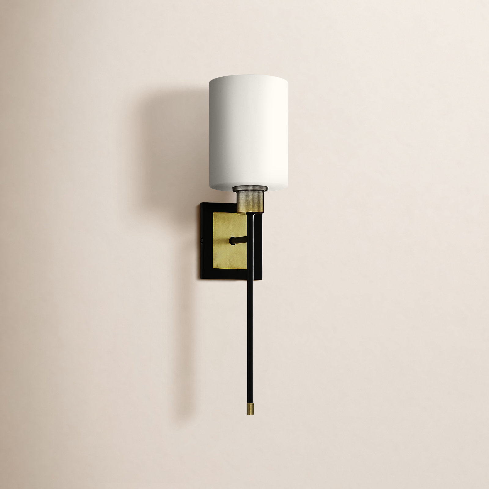 Single Light Sconce, Black/Brass