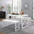 Aithan 3-Piece 43.3 Inch White Dining Table Set with Benches, Rustic Kitchen Table Set for Small Spaces, Modern Farmhouse Dining Set with Bench for Kitchen & Dining Room-2009791581-1960973184