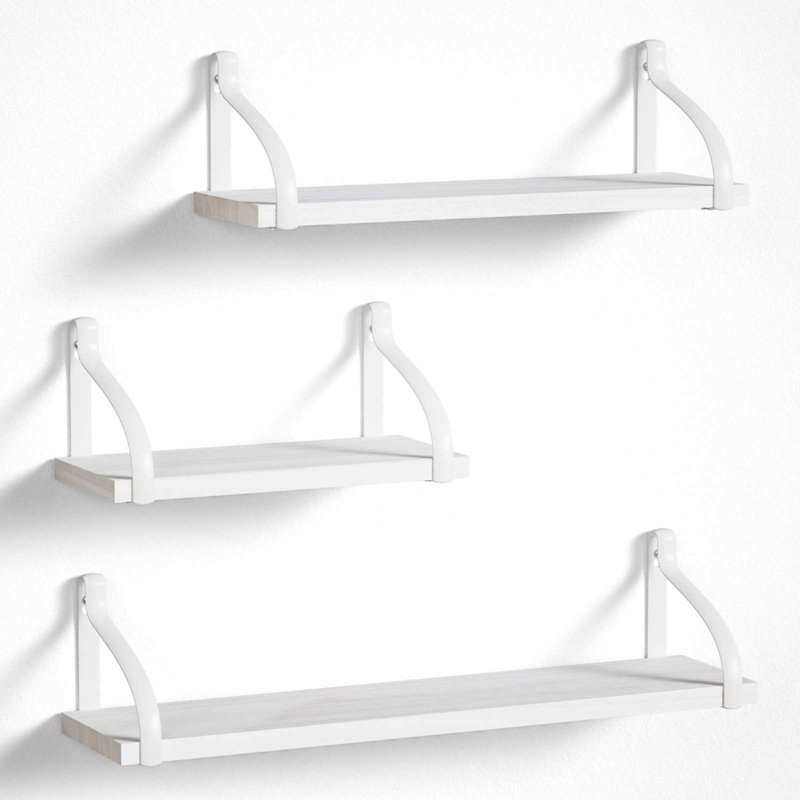 Rustic Shelves, Decorative Wall Shelf Set Of 3, Floating Shelves For Bathroom, Bedroom, Living Room,Kitchen, Office And More, Carbonized Black