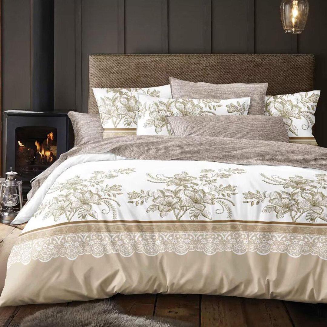 Complete Bedding Set Trendy 3D Printed Floral Design, Ultra-Soft Fabric – Includes Duvet Cover, Fitted Sheet & Two Pillowcase