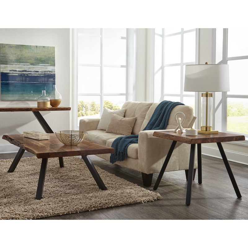 Crissman 3 - Piece Solid Wood Top Living Room Table Set