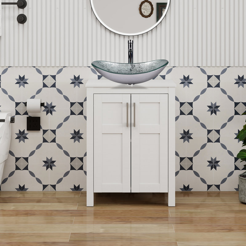 Ensemble de meuble-lavabo simple 24 po Nickros, Argenté