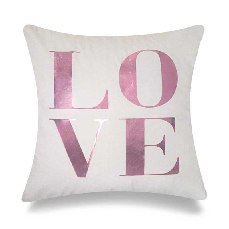 Pillow Cover, Pink/Love, No Fill