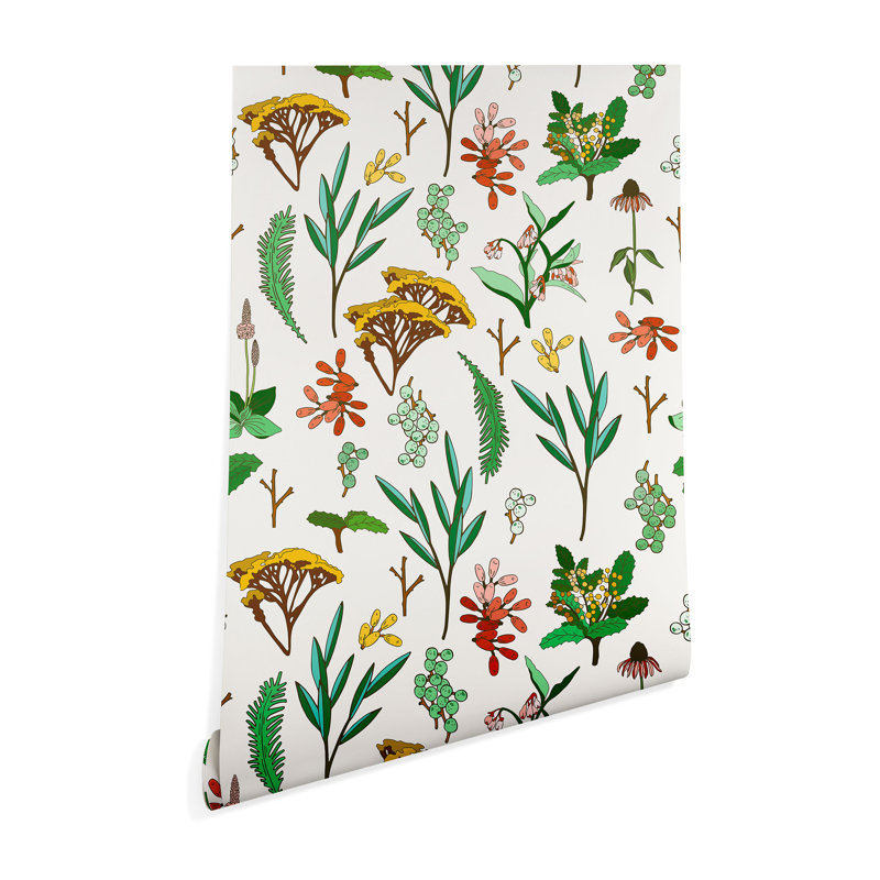 Panneau de papier peint adhésif à l’étude à partir d’une étude d’herbes holli zollinger, L 10 po x l 24 po