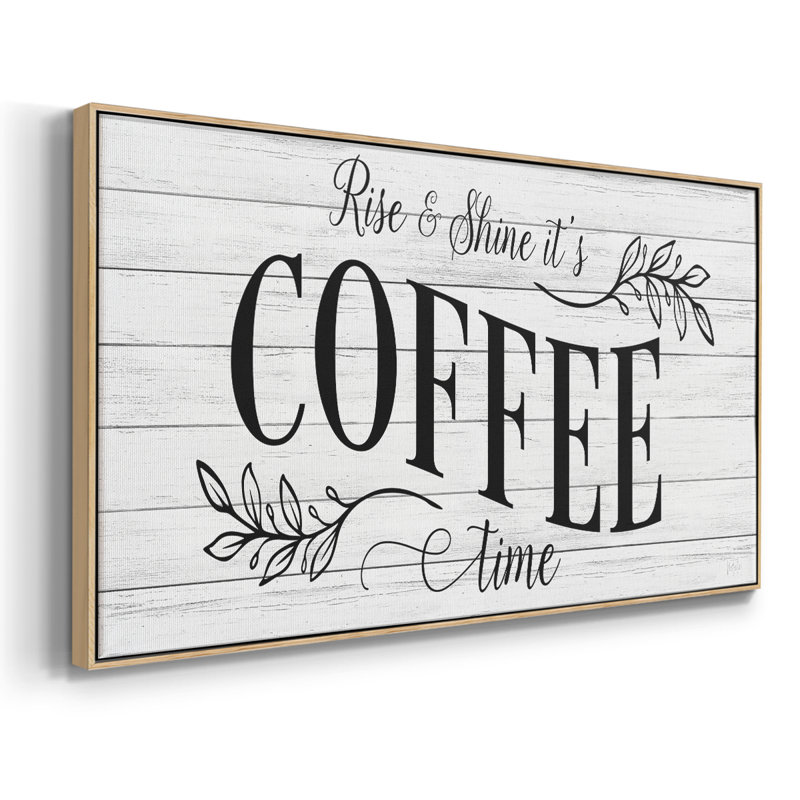 «Coffee Time» - Toile tendue avec châssis encadré - Prêt à être accroché, Naturel, H 21 po x l 41 po