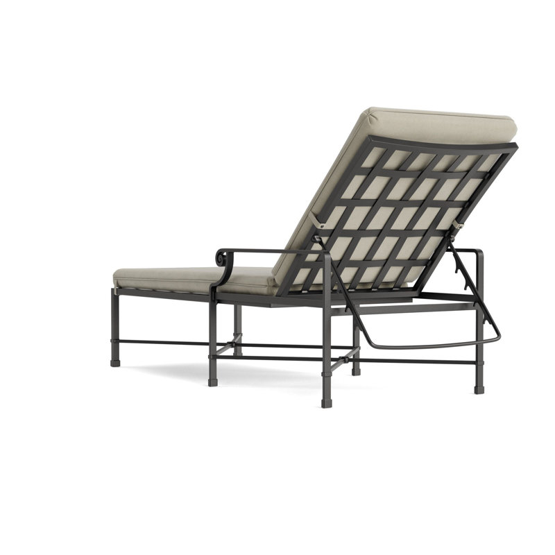 Venetian Outdoor Chaise Lounge, Textured Pewter, Fusion Charcoal