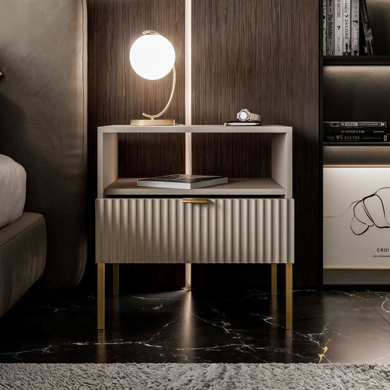Bedside Table CORTADO S54, Cashmire/Gold