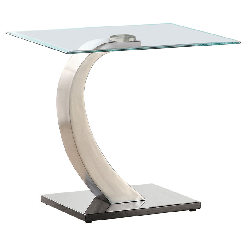 Table de bout rectangulaire en métal avec plateau en verre