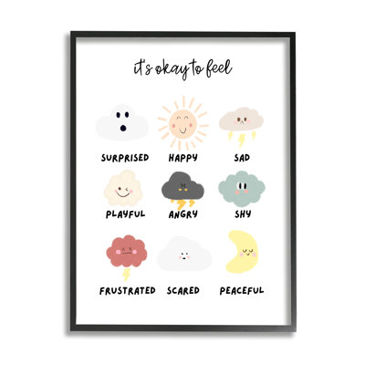 Ba-913, tableau «Okay to Feel Emotion» encadré sur bois par Katie Griggs, impression