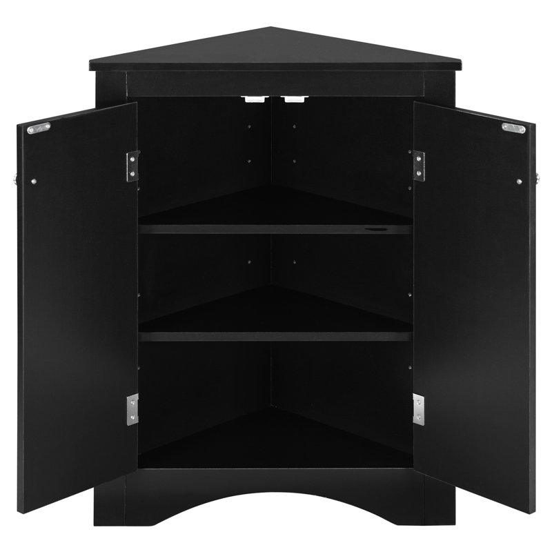 Modern Black Triangle Cabinet With Adjustable Shelves For Craft Room Storage Shelves, Fits Any Home Style, Black