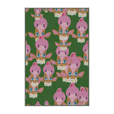 Rose Dahl/Tapis décoratif vert
