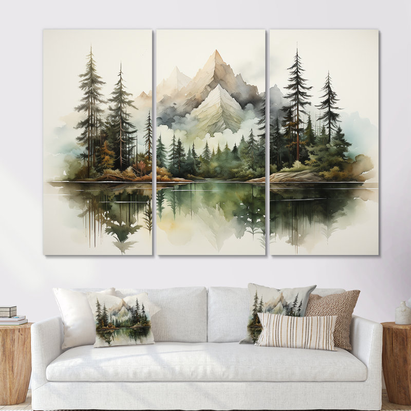 Crivello - Ensemble de décorations murales paysage de montagnes, Toile tendue, H 40 po x l 60 po