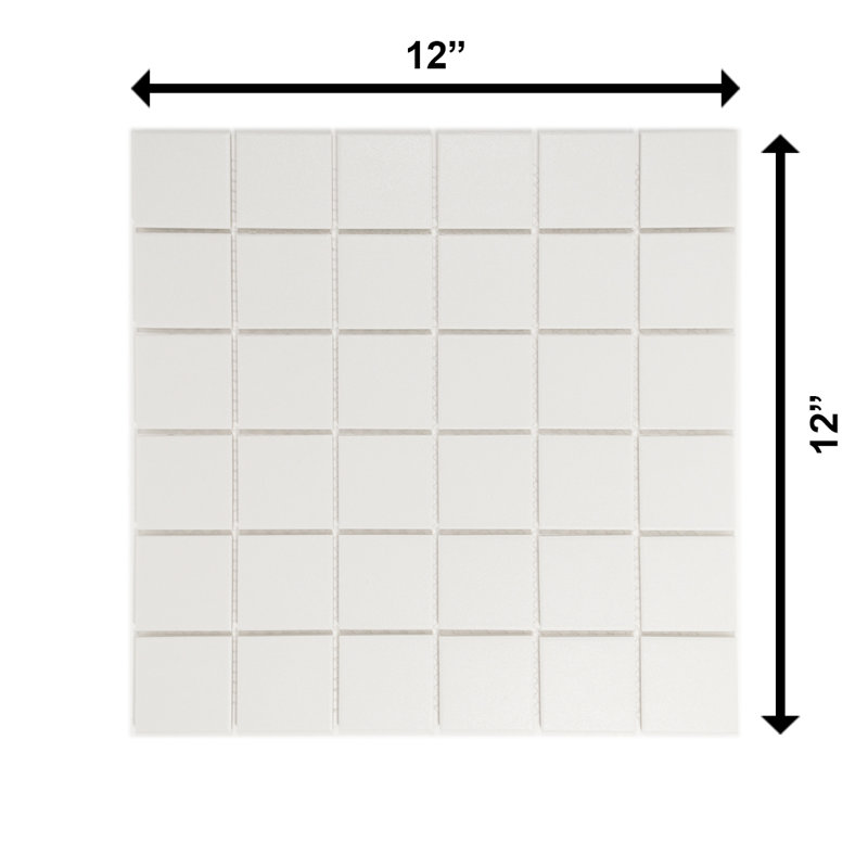 Sage 2" x 2" Square Porcelain Matte Mosaic Tile, White