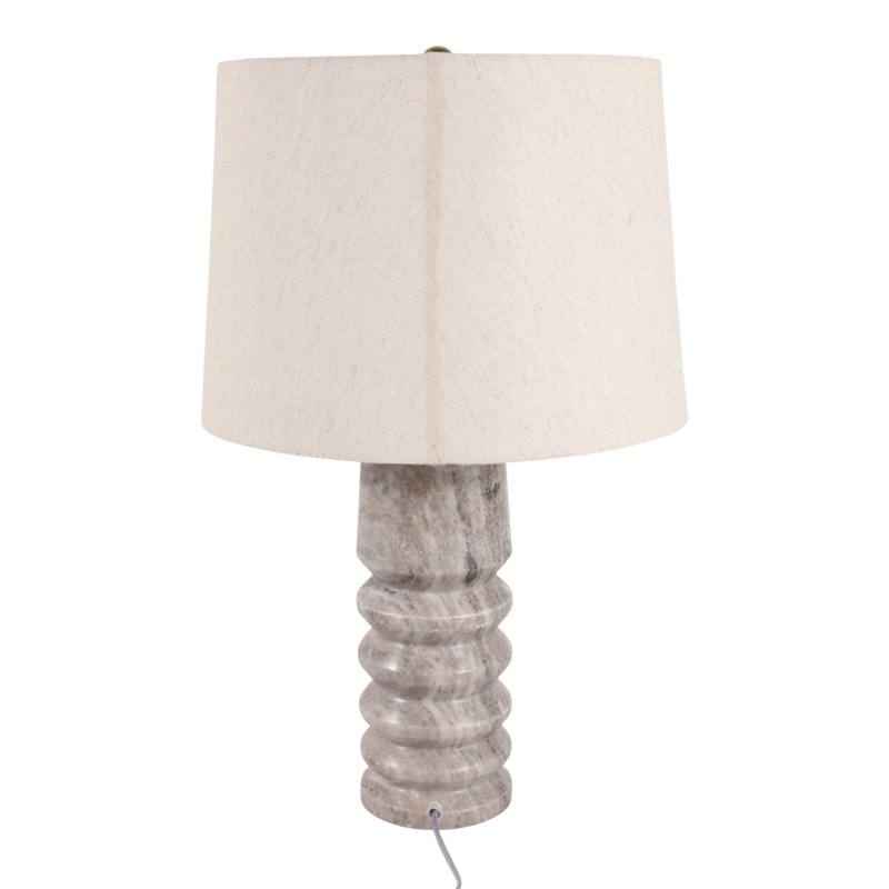 Lampe de table sculptée avec base cannelée pour salon et bureau - Petite lampe d'appoint moderne pour chambre à coucher - 61 cm, ivoire et beige