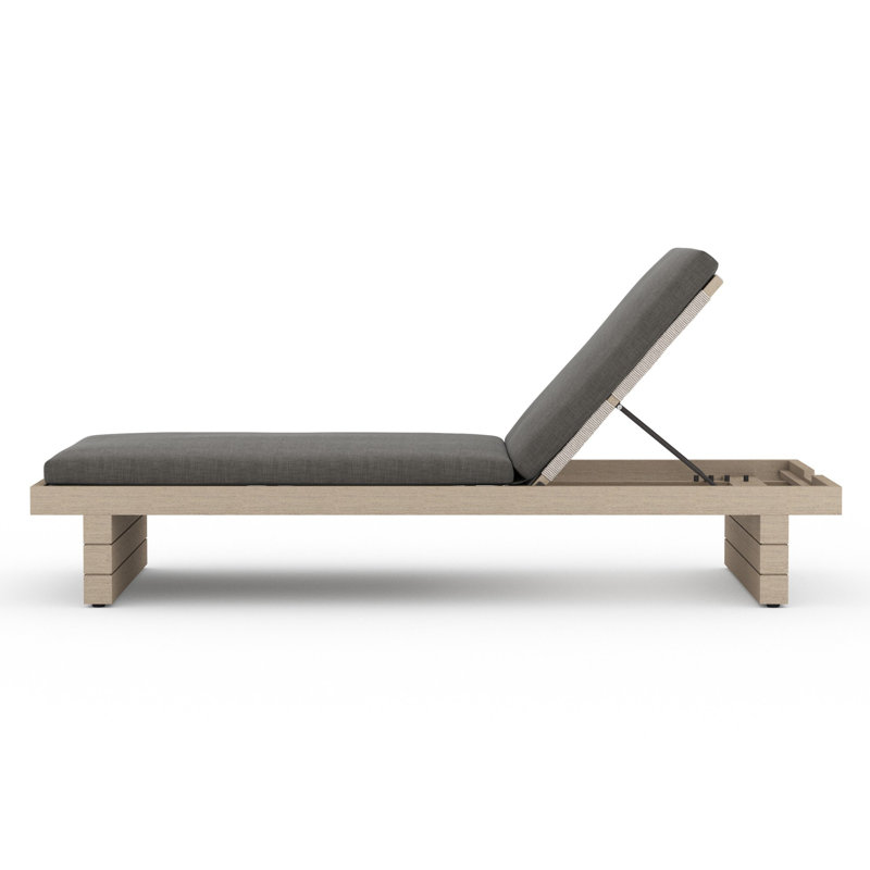 Leroy Outdoor Teak Chaise Lounge, Charcoal, Brown