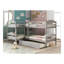 Lit simple superposé en forme de L avec lit gigogne gris-322141760