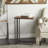 Metal C-Shaped Side End Black Accent Table with Brown Wood Top