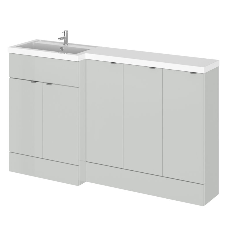 Fusion Fitted Furniture - Gloss White Bathroom Vanity with Basin, Left-Handed, Charcoal Black