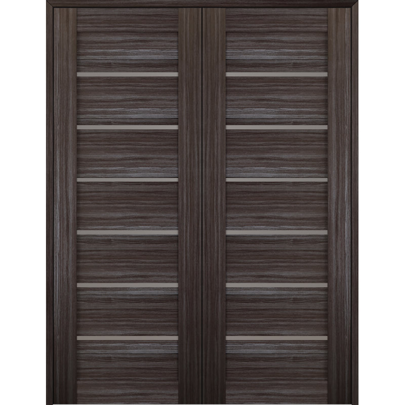 Porte française Alba, Chêne gris, 35,5 po x 79,37 po, Réversible