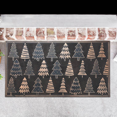 Winter Tree Line Black and Natural Holiday Doormat 18x30 +