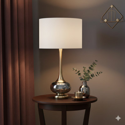 Lampe de table avec tambour en verre D15x29 "(assemblage de l'abat-jour requis)