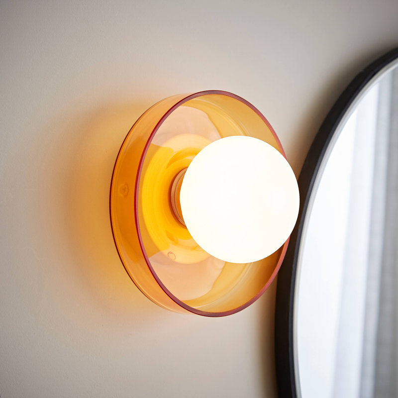Alberga Glass Flush Mounted Sconce, Amber