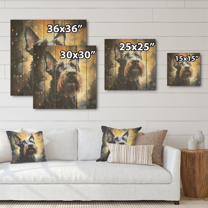Scottish Terrier Splendor I - chien, art mural sur bois de pin naturel, H 36 po x l 36 po