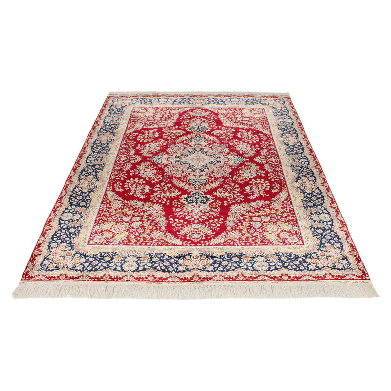 Tapis turc rouge et bleu marine 5x7