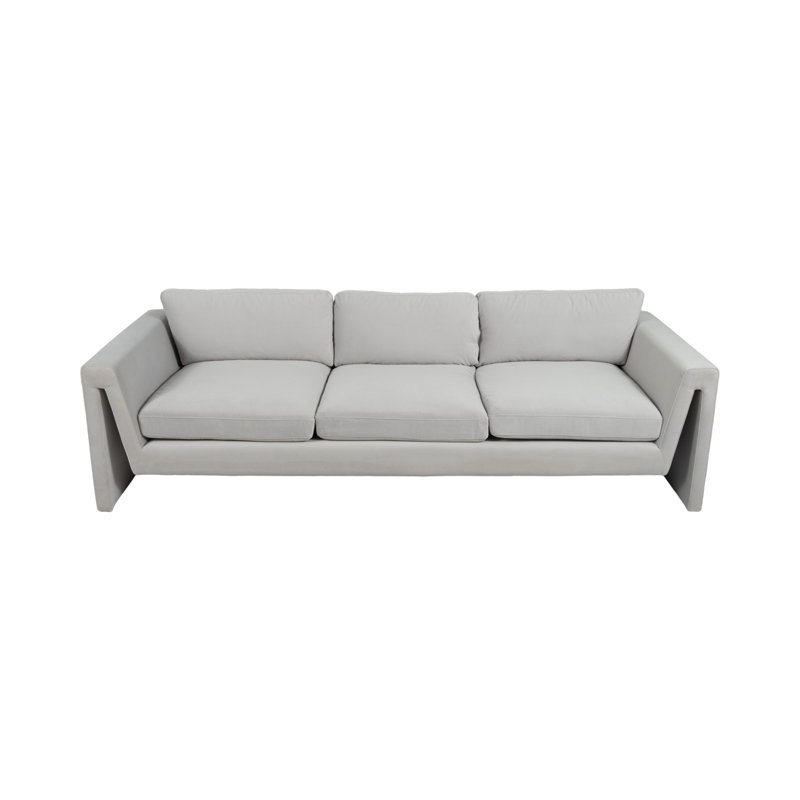Modern Minimalist Upholstered Velvet Sofa with Clean Track Arms, Deep Plush Cushions, and Contemporary Low-Profile Silhouette for Elevated Living Room Comfort and Style - 102", Gray 