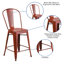 Commercial Grade Distressed Metal Indoor-Outdoor Counter Height Stool with Back-1728823598-1728823569