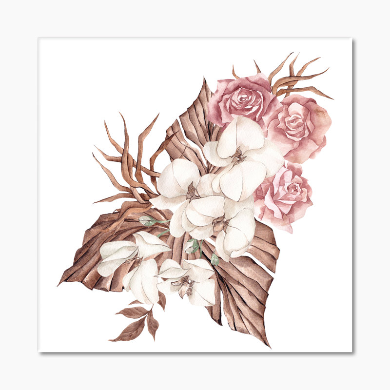 13_Bouquet de fleurs tropicales blanches II - reproduction d'art sur toile traditionnelle, H 36 po x l 36 po x P 1 po