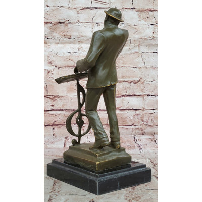 Music Conductor Bronze Sculpture with Treble Clef - Classical Jazz Musician Art