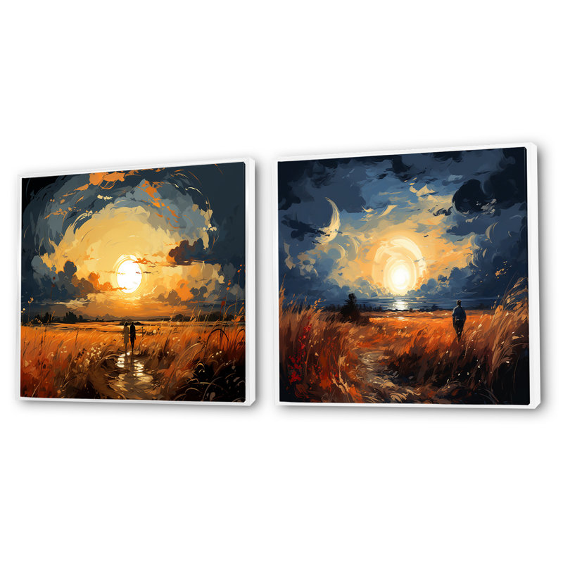 Vernonburg - ensemble de 2 collages carrés Meadow, Cadre flottant blanc, H 30 po x l 61 po