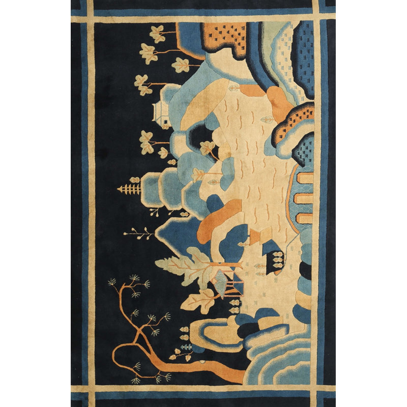 Tapis noir en laine touffeté à la main Daddario