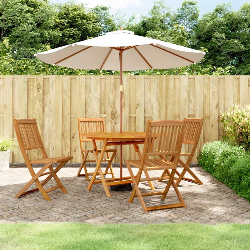 Yasin 4 - Person Acacia Wood Patio Dining Set with Round Table